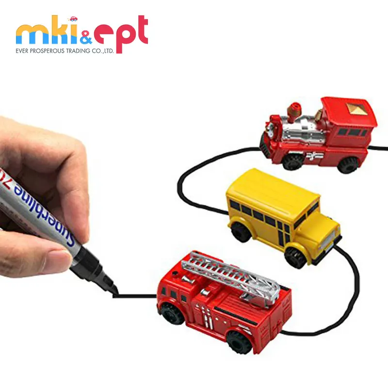 Magic Follow Any Drawn Line Pen Inductive Toy Car Truck Bus Tank Model kids gift 