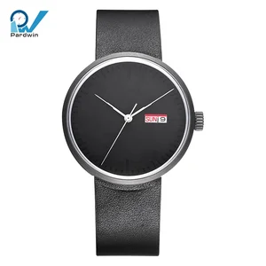 Hand Winding Mechanical Watches Date Week Custom Logo Design Genuine Leather/Silicone Strap Stainless Steel Case Pointer 50
