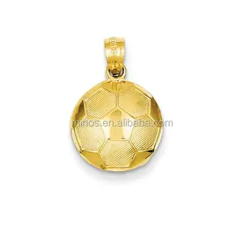 Stainless Steel Gold Soccer Ball Charm Pendant, Wholesale Imitation Jewelry
