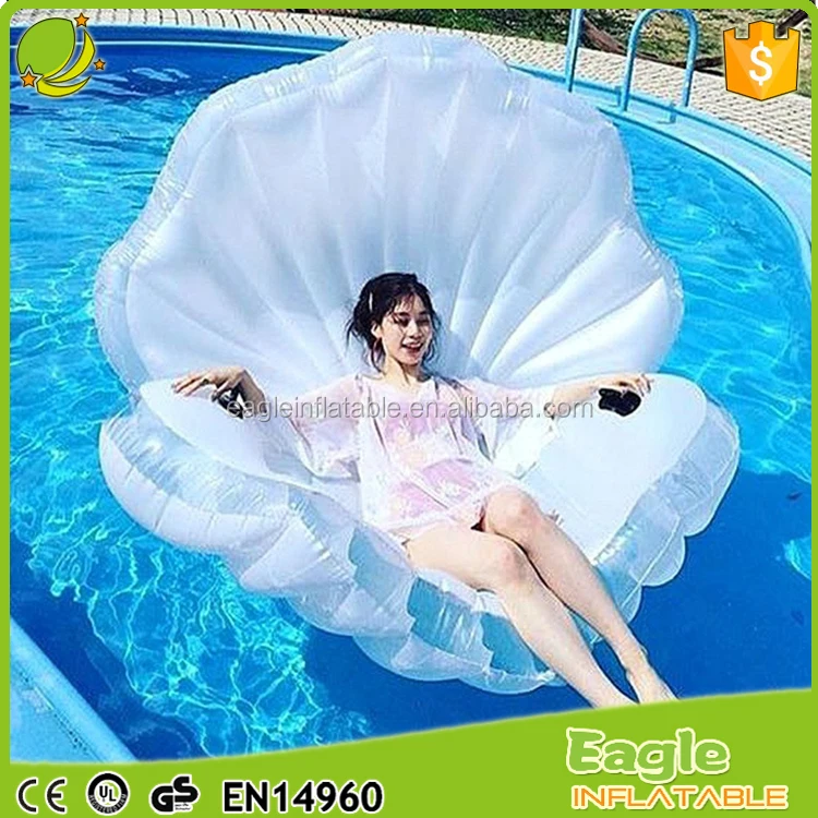 Customized Seashell Float Swimming Pool Giant Shell Rideable Inflatable Float Toy Raft Inflatable Adult Raft