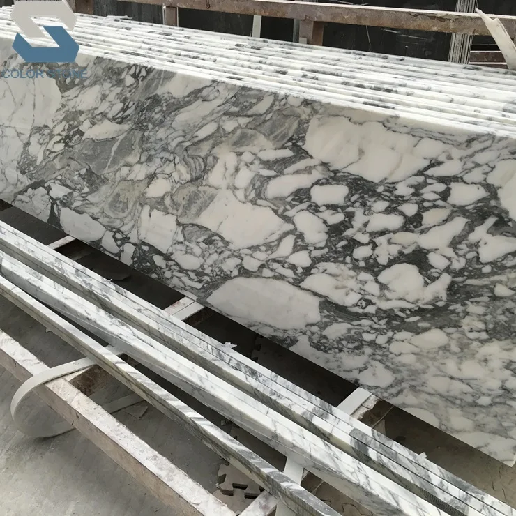 Итальянские белые мраморные шкафчики Arabescato Corchia с ламинированным упрощенным краем для