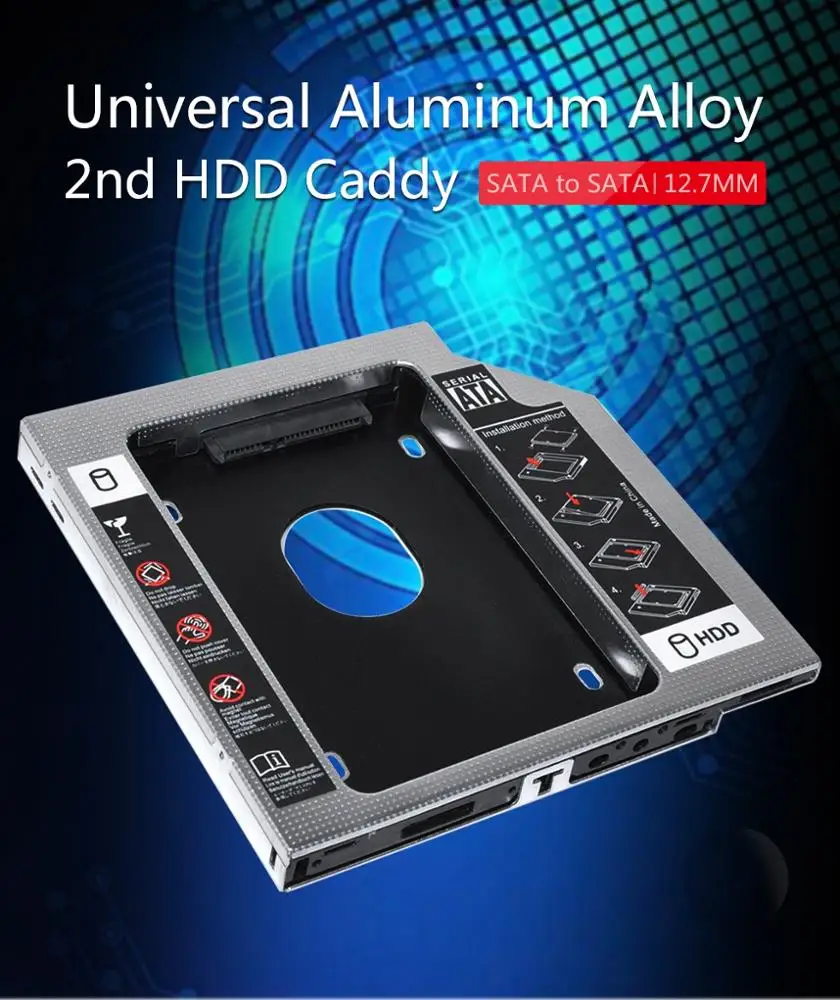 
Алюминиевый завод Новый Универсальный SATA 2nd HDD Caddy 12,7 мм 2,5 