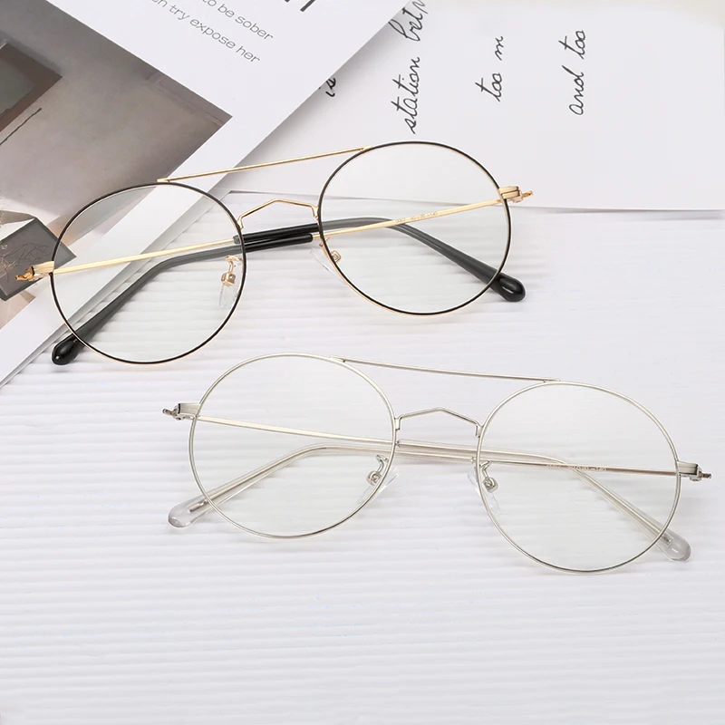 double bridge round eyeglasses