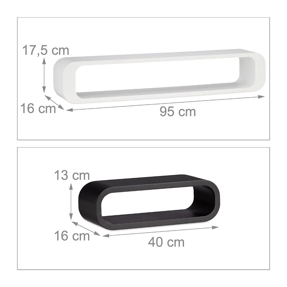 Home Decorative Goods Oval Shape Designer Wall Floating Shelf Oval Shaped Wooden Cube Shelf