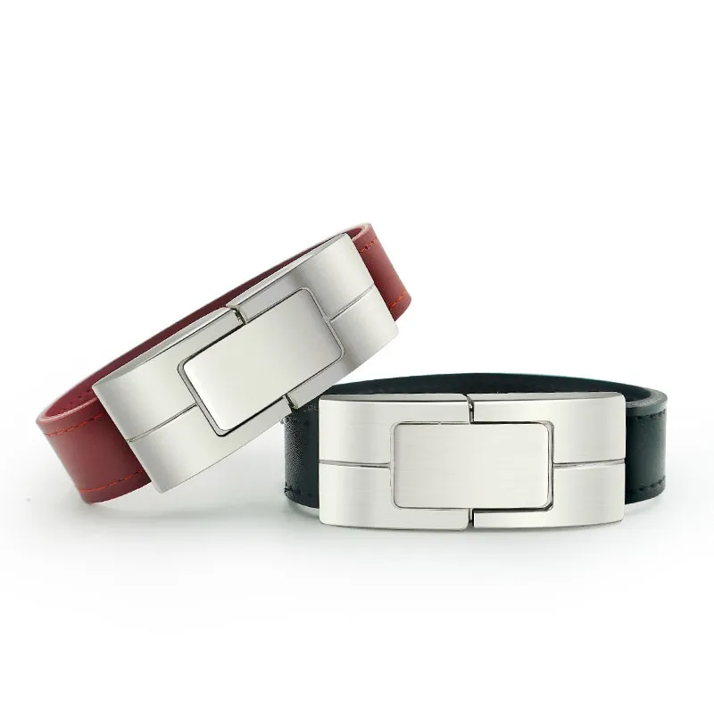 Bulk Cheap Usb Flash Drive Leather Metal Bracelet Flash Memory Usb Stick with OEM Engraved Logo Best Selling Gadgets Pendrive