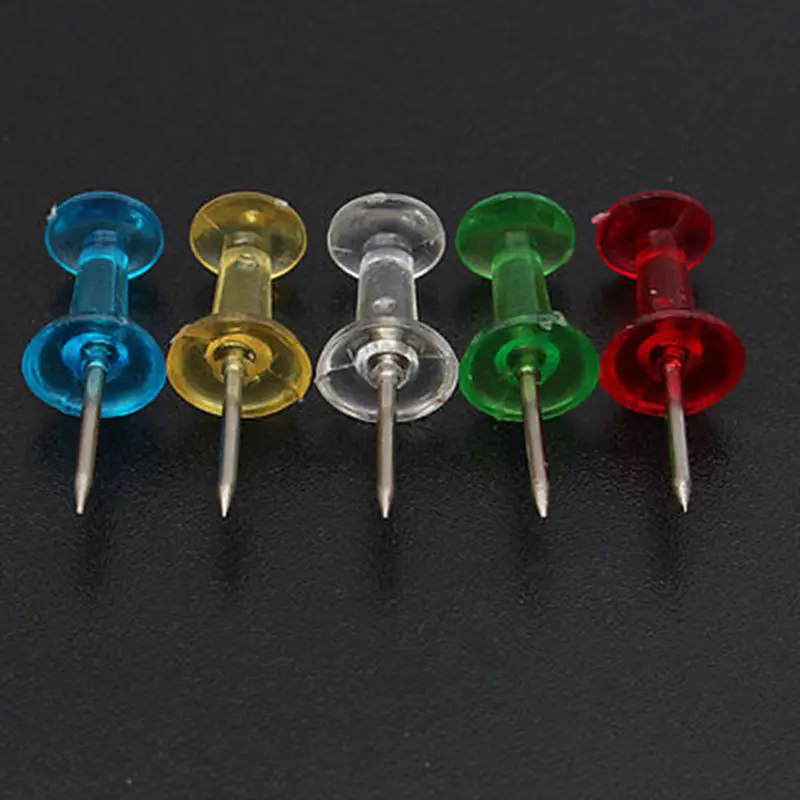PUSH PIN ASSORTED PACK MULTI-COLOURED PUSH DRAWING PINS NOTICE CORK BOARD 