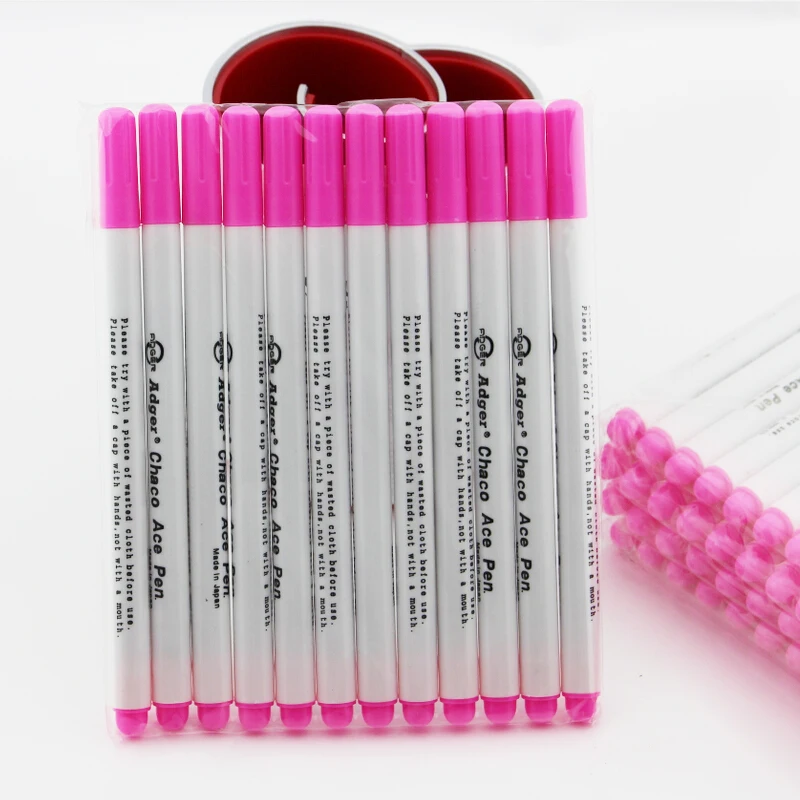 Adger Chaco Ace Pen, Textile Marker,12 PACK Disappearing Ink Air Water Erasable Pen/ Fabric Marker