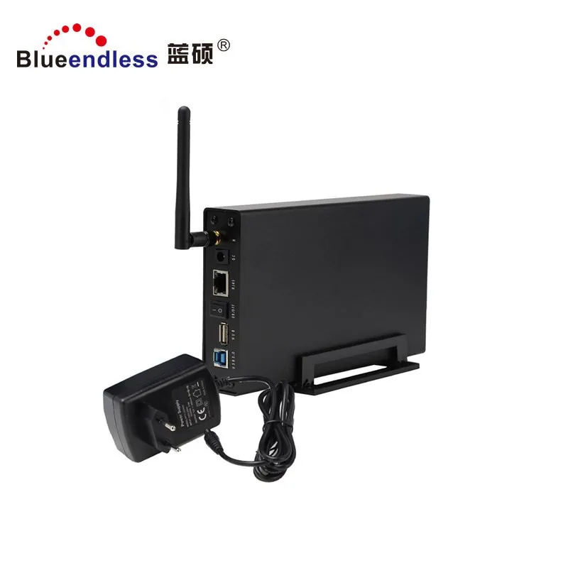 Blueendless-Boîtier de disque dur externe Rj45, antenne Nas Wifi, sans fil,  SATA, USB 3.0, interface HDD, boîtier en aluminium