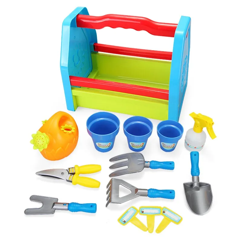 NEW Little Garden Tool Box 14pc Toy Gardening Tools Set for Kids FREE SHIPPING 