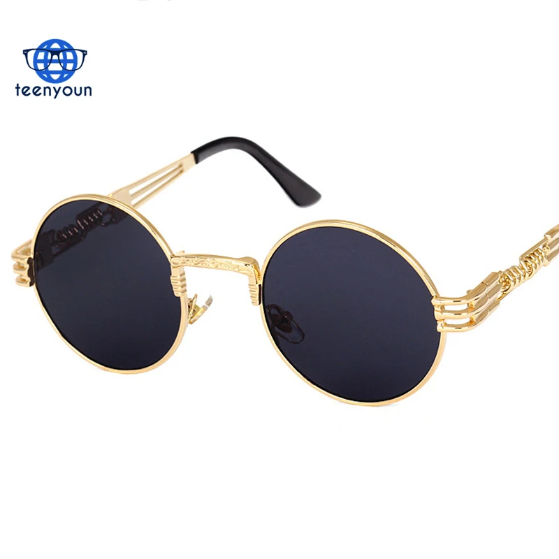 Round Silver Mirror Vintage Sunglasses For Men