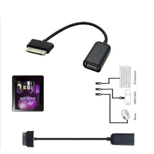 Source USB Host OTG Cable Adapter for Galaxy Tab 2 10.1 8.9 N8000 P3110 P5100 P5100 P7510 P7500 P7300 P7310 P1000 P6800 on