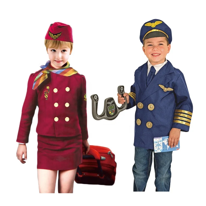 Air Hostess Kids Costume Fancy Dress 5-6 Years Red : Amazon.in: Toys & Games