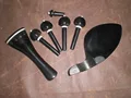 2 Set Ebony Violin fittings with white bone ring decoration all 4 4