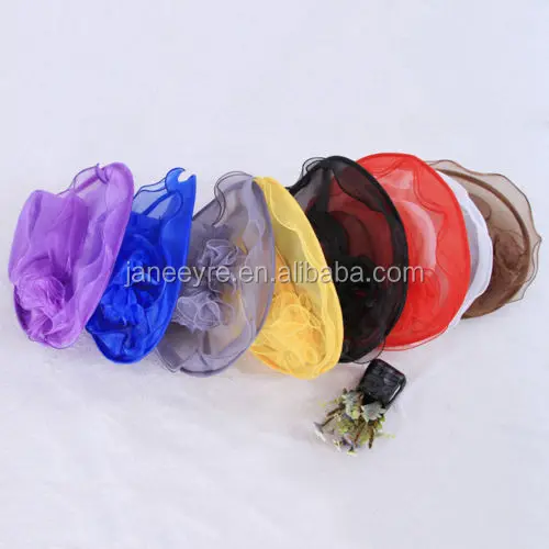 Шляпа женская с широкими полями, шляпа из органзы для церкви и торжественных гонок, для свадьбы