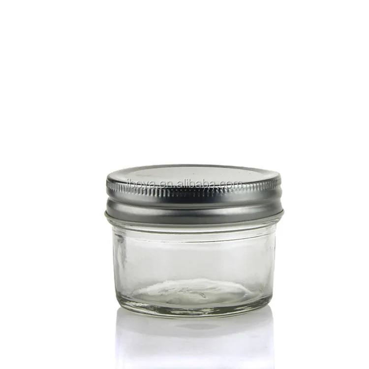 Eco Mason Tapered Glass Jar with Black Lid, 4 oz