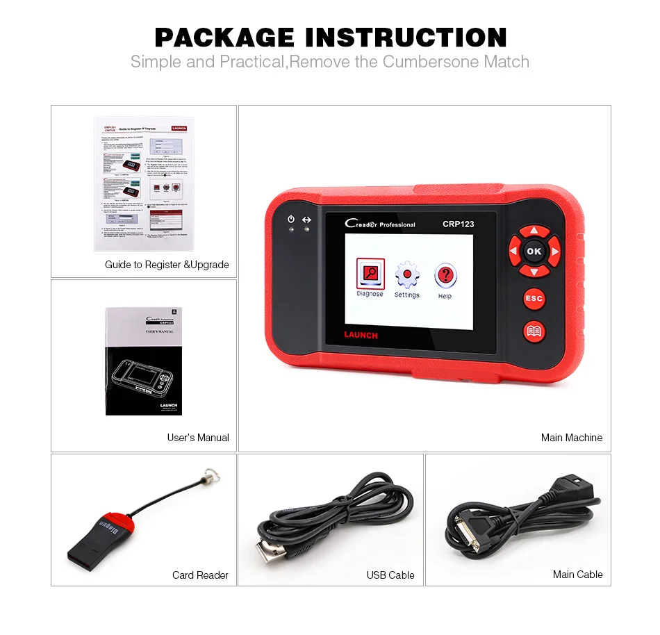 Câble Principal OBD2 LAUNCH Pour CRP123, CRP129, Creader VII+ Et VIII