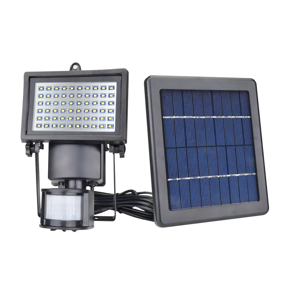 SOLAR POWER 60 LED RECHARGEABLE PIR MOTION SENSOR SECURITY LIGHT OUTDOOR GARDEN 