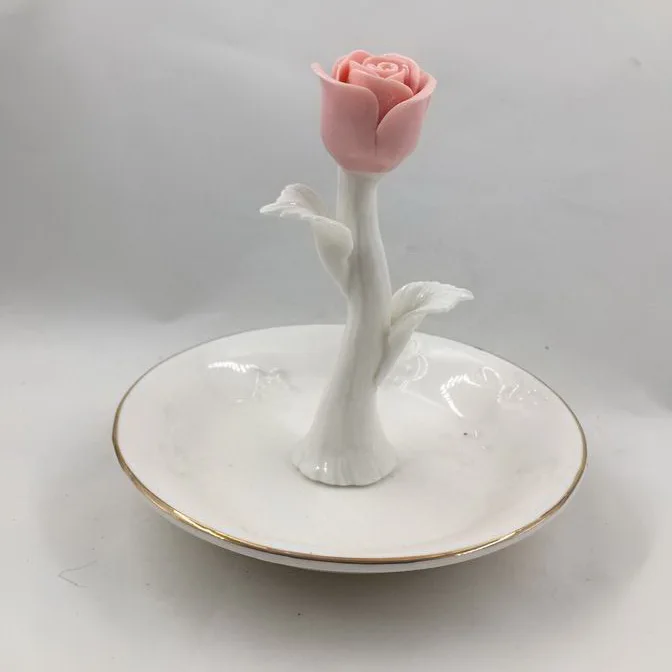 Vintage Ceramic Hand Ring Holder Flowers