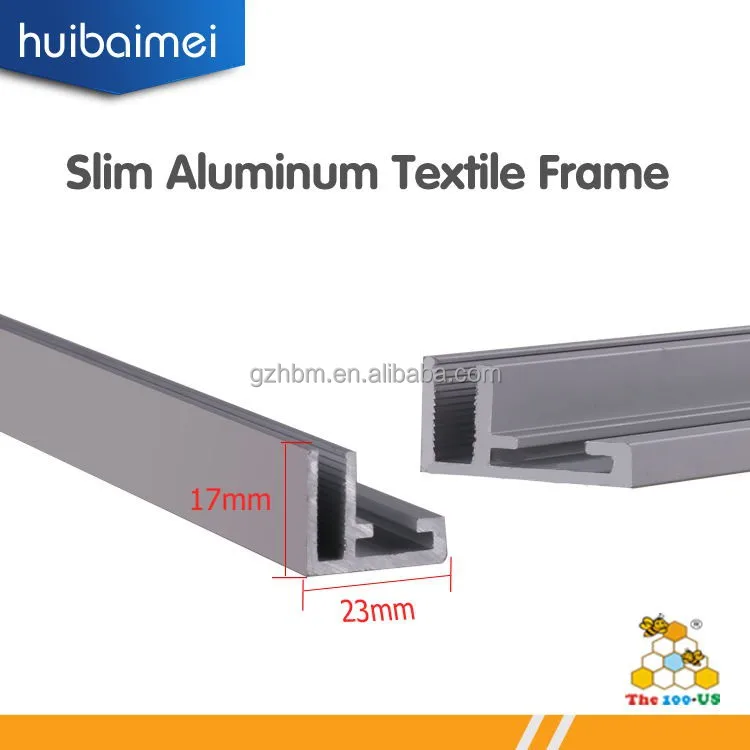 Цена по прейскуранту завода 17 мм тонкий анодированный алюминиевый профиль ткань рамка