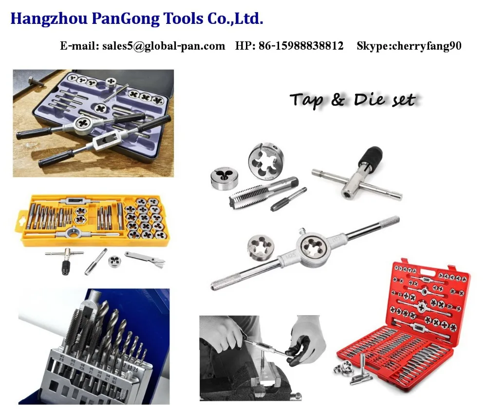 Set Tarraja 45 Piezas Saca Roscas Tubo Portatil Tap and Die Set with Die Handle and Tap Wrench