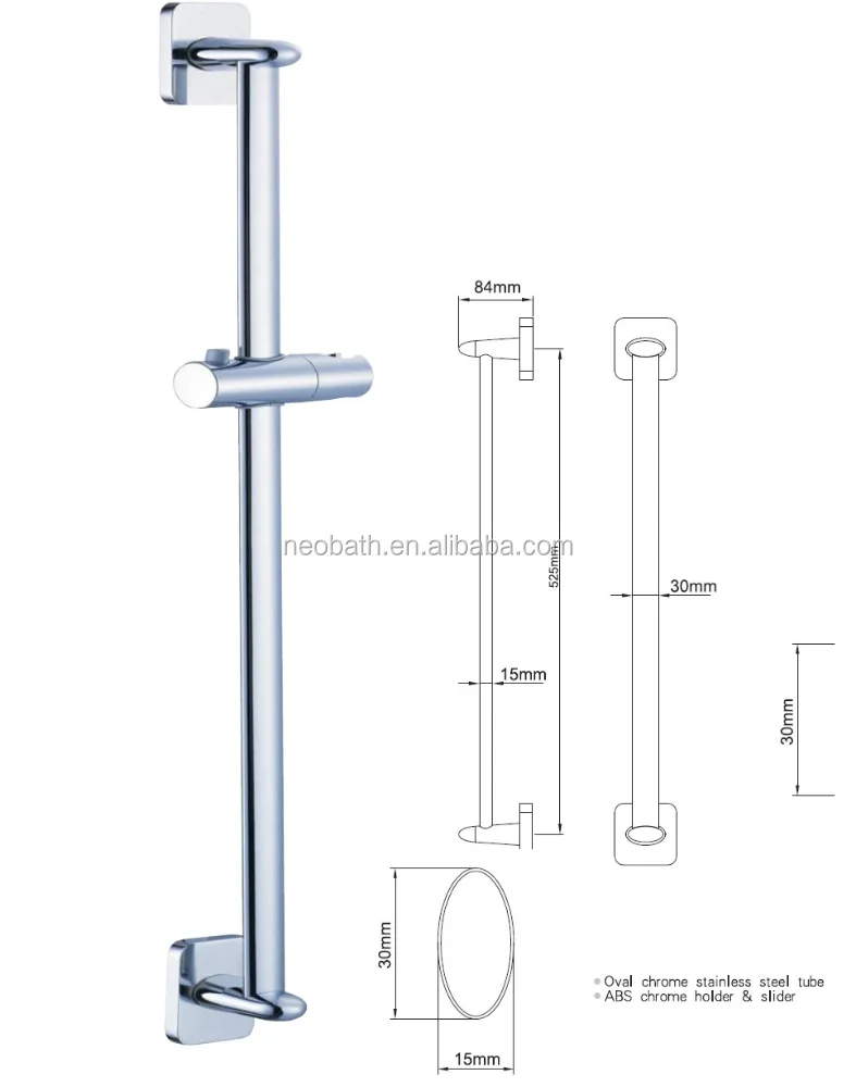 Тип ручки лейки. Бегунок для душевой стойки под эллипс. Shower Slide Bar.