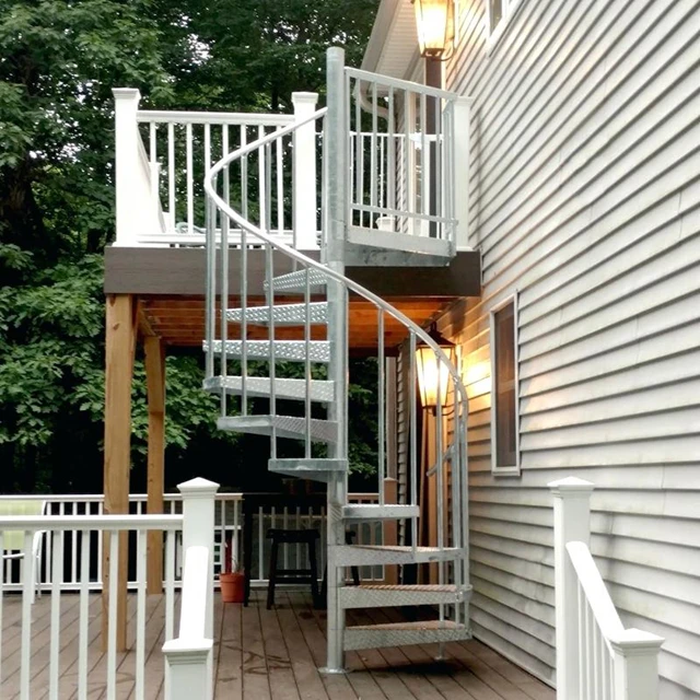 Decorative Exterior Stairs Design Used Prefab Steel Spiral Staircase