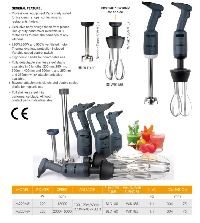 500W Commercial Electric Stick Hand Blender BLD200/250/300/400/500