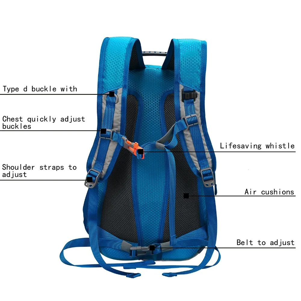 Large Compartment Camping Rucksack with Lifesaving Whistle Outdoor Sports Backpack
