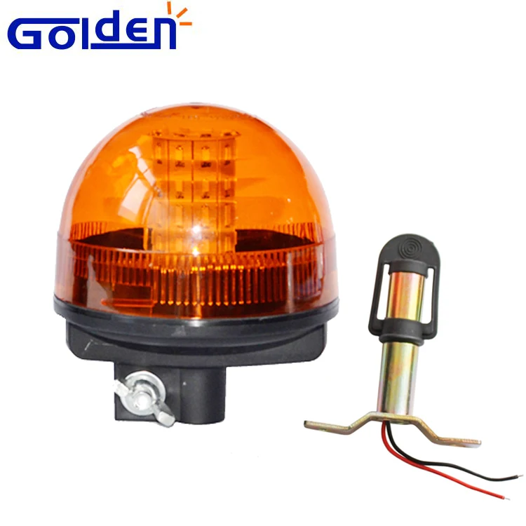 LED Tractor Warning light Rotating Flashing Amber Beacon Flexible DIN Pole Mount 