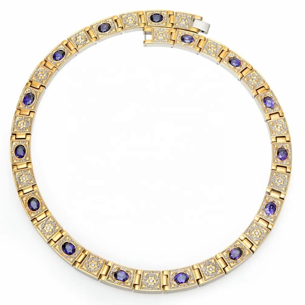 Био-магнитное титановое ожерелье с кристаллом, позолоченное, четыре в одном