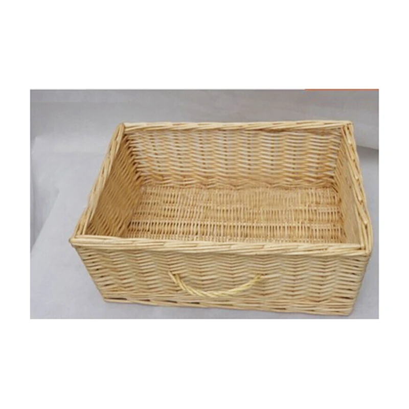handmade rectangular wicker storage basket with handle wholesale rubber basket with handles