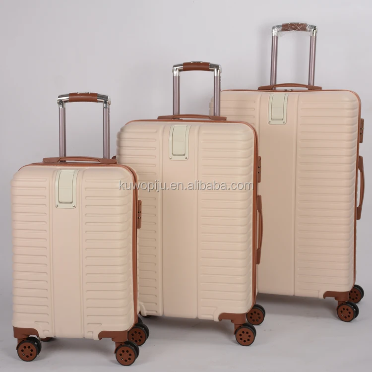 Golden Color 3 Pcs Set Luggage Pc Trolley Abs Hard Side Travel Bag Set Abs Trolley case