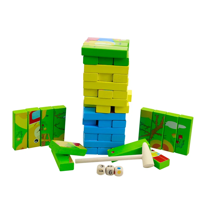 Деревянные блоки, игра для укладки, головоломка, игрушка, 2 в 1 игровой набор