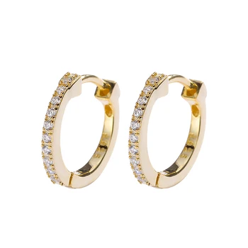 Earring Jewelry Minimalist 18k Gold plated 925 silver Zircon Hoop Huggie for women E1274E