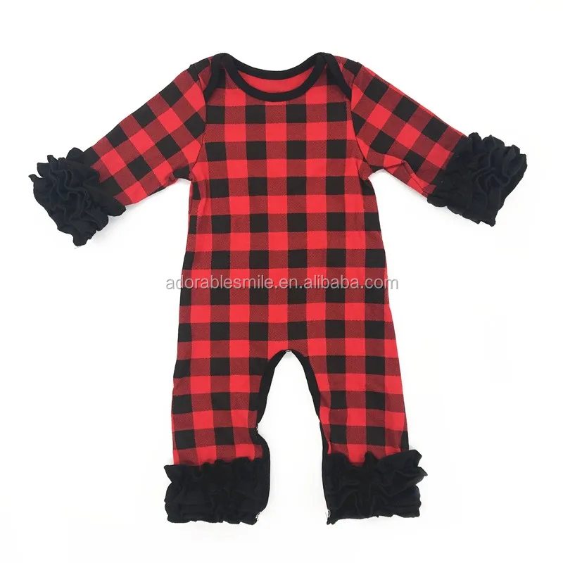 red plaid baby onesie