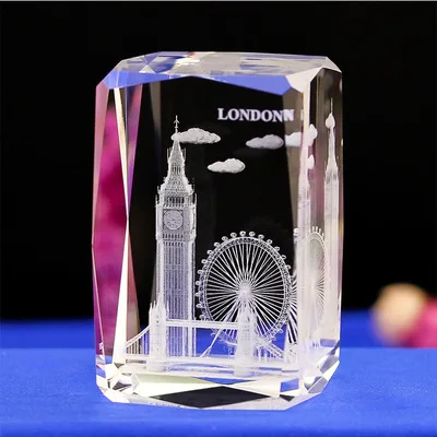 Tourist Souvenirs Gifts UK London Eye carving 3d laser crystal engraving crystal crafts