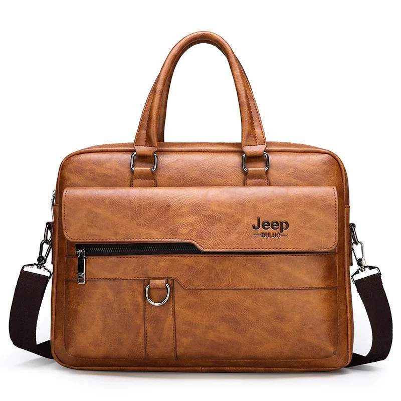 Vintage Business Casual Waterproof PU leather Handbag Crossbody Messenger Shoulder Men Briefcase Laptop bag