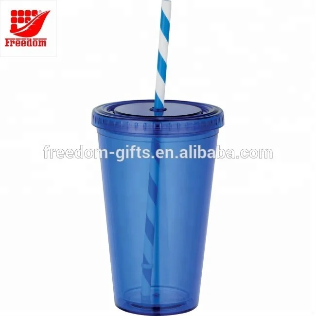 Рекламные подарки, стакан с двойной стенкой и соломинкой