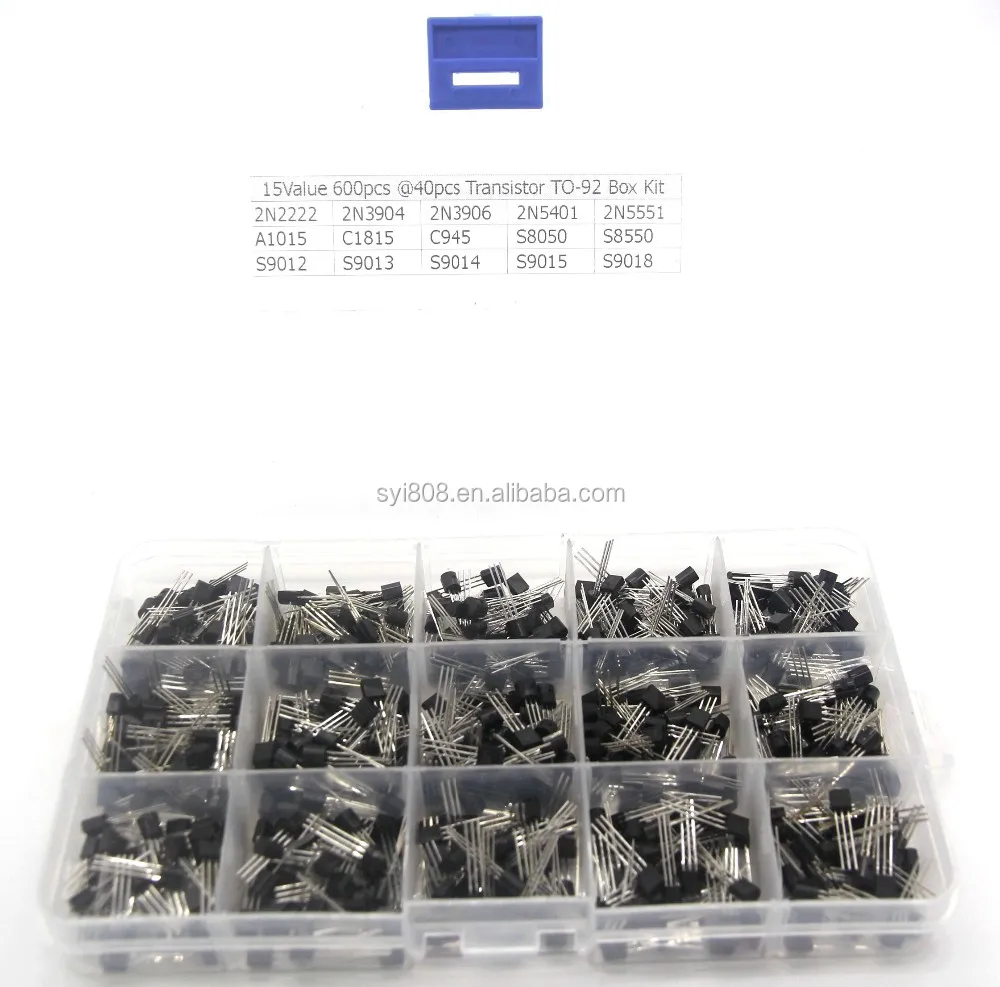 600pcs 15 Value x 40 Pcs Assorted Transistor TO-92 Assortment Box Kit New 
