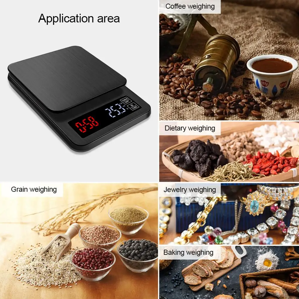 Yieryi 3kg 0.1g 5kg 0.1g Drip Coffee Scale for Coffee Balance