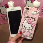 factory price cute soft pink hello kitty cartoon girl mobile phone silicone case for iphone 6 7 8 X, for Samsung galaxy S4