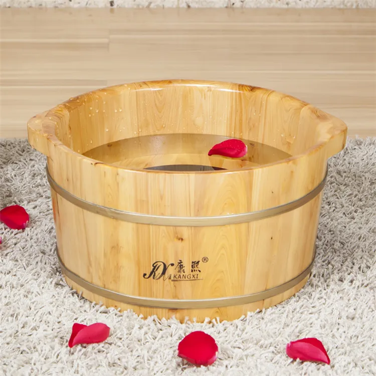 Foot Bath Barrel Solid Wood Natural Thicken Foot Basin Wooden Bucket Foot Spa Tub Household Sleep Improve