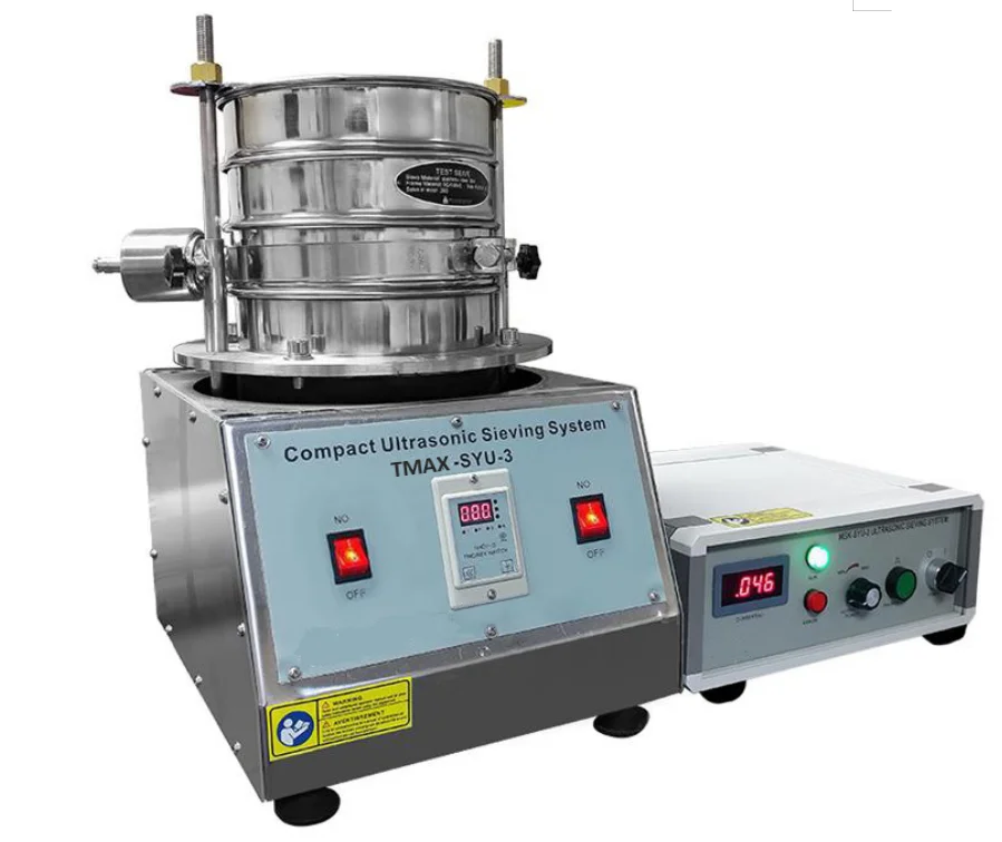 Desktop Vibration and Ultrasonic Sieving System with a Built-in Microprocessor and Three Sieves