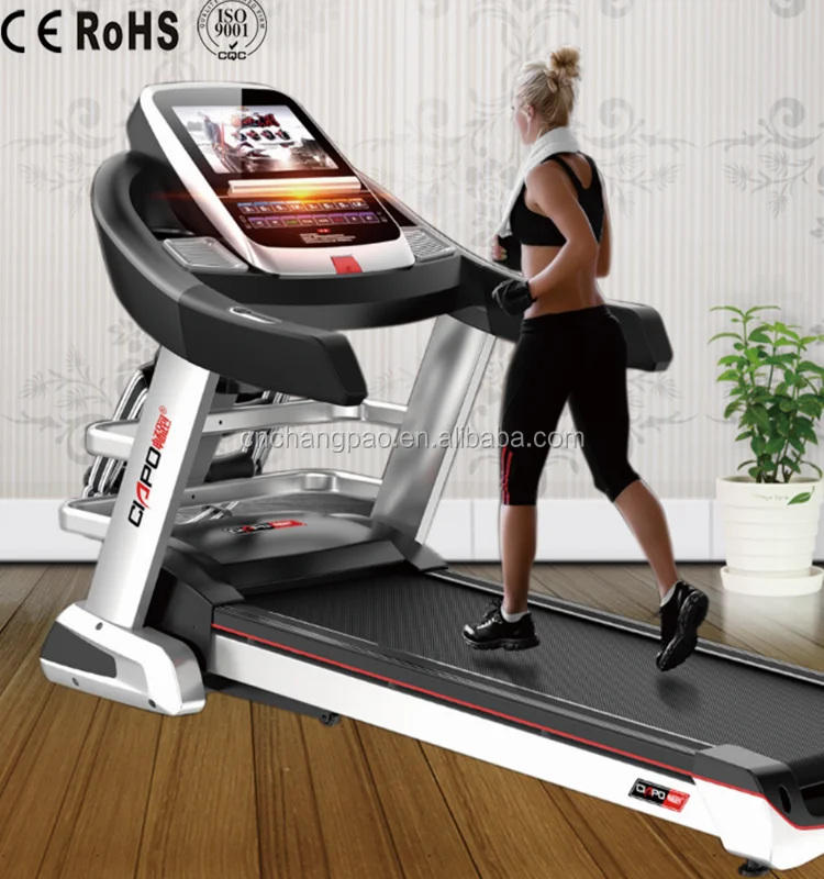 Treadmill Layar Besar dengan Koneksi Wifi dan Jam Tangan Treadmill Elektrik  TV Treadmill Penggunaan Rumah