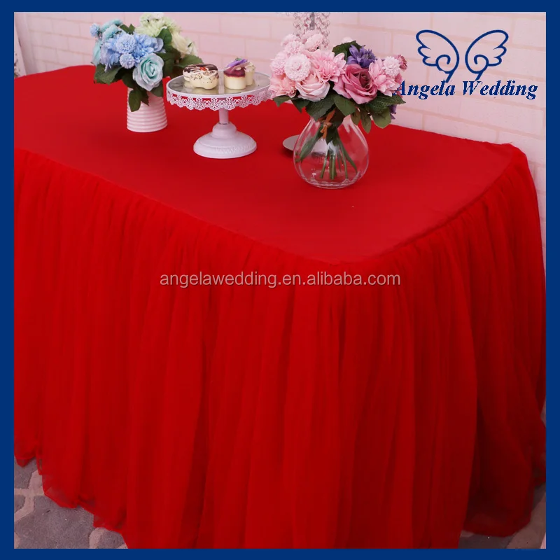 red tulle table skirt