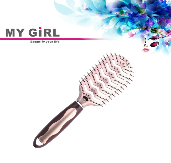 моя девушка красивые дешевые прорезиненной удобный долговечность большой гуди вентилируемые щетка для выпрямления волос