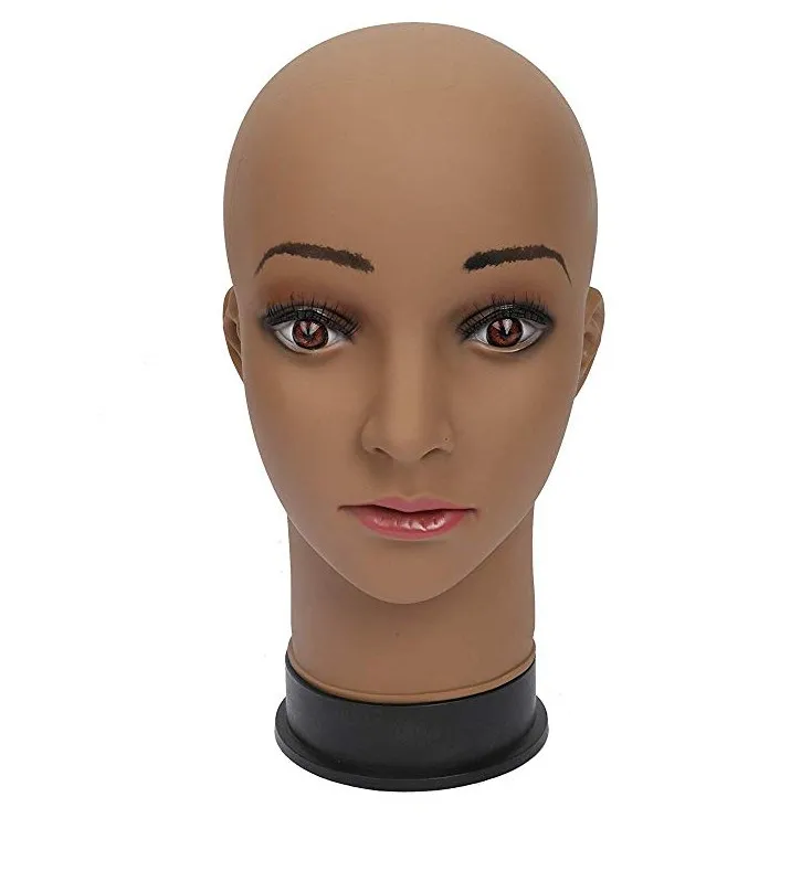 bald mannequin head brown female professional