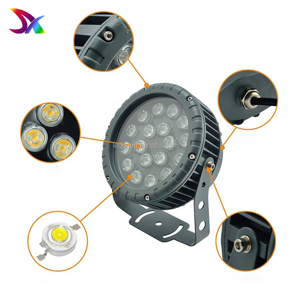Outdoor Round LED Flood Light Projector Landscape IP65 SMD Chips DMX RGB 36W/24W/18W/12W