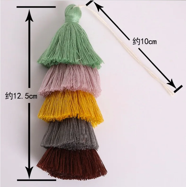 Оптовая продажа 12 5 см многоцветная 5-слойная кисточка с петлей декоративная для ювелирных