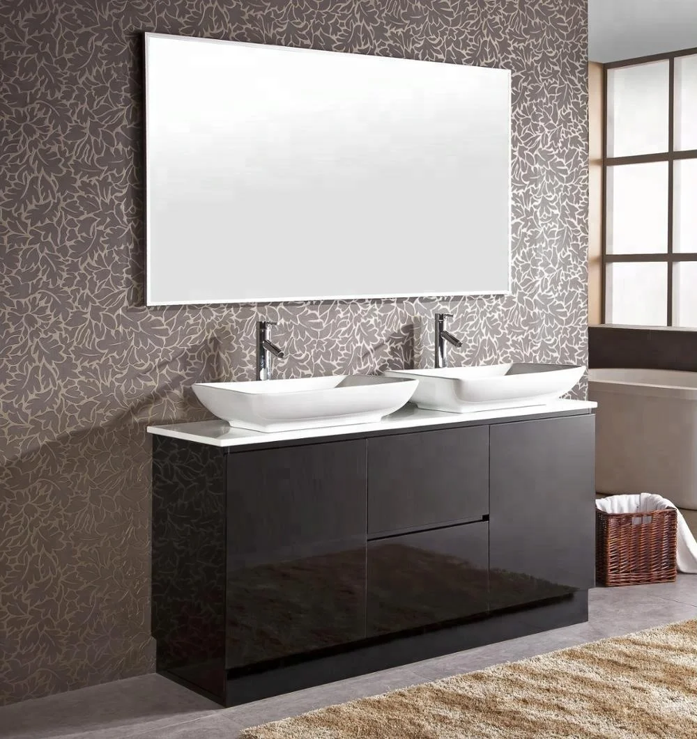 White Black Mdf Mirror Basins Modern Double Bathroom Vanity Buy Bathroom Vanities Cabinets Modern Double